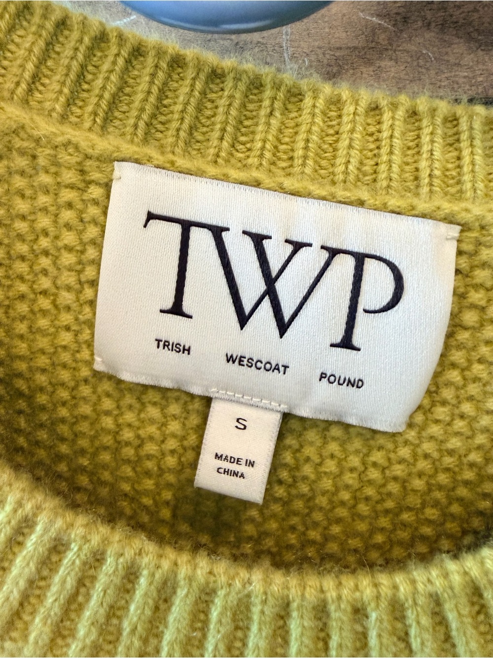 TWP Audrey 100% Cashmere Seed Stitch Sweater Avocado Oil S $495 Retail - Picture 4 of 9